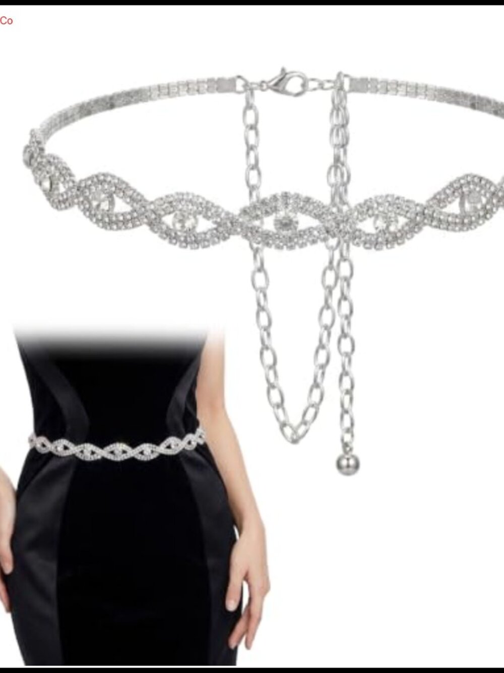 Rhinestone Belt Women Zinc Alloy Chain Adjustable Waist Belt for Dress Wedding